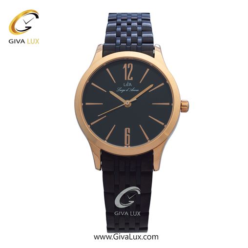 ساعت مچی اورجینال زنانه LdA | لوئیجی د آنا | Luigi d'Ana رزگلد | مشکی| مشکی| کد رفرنس 2420